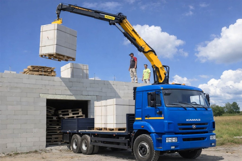 Доставка и разгрузка газосиликатных блоков манипулятором в Солигорске